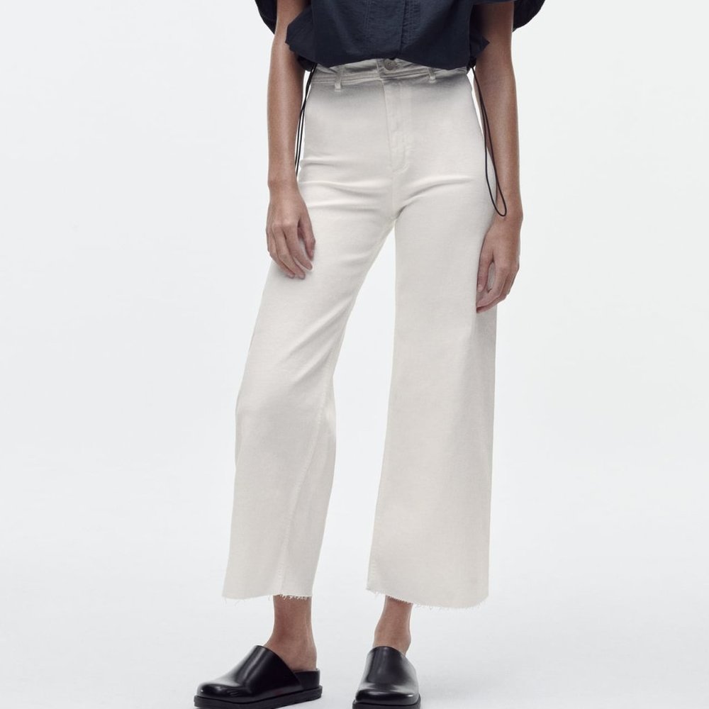 Zara The Marine Straight Jeans in Off White NWT